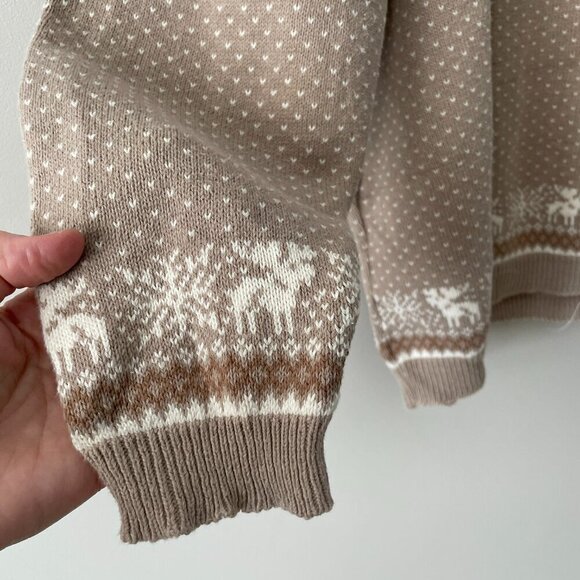 Huntington Ridge Snowflake Pattern Crew Neck Pullover Casual Sweater Brown L - Picture 7 of 10
